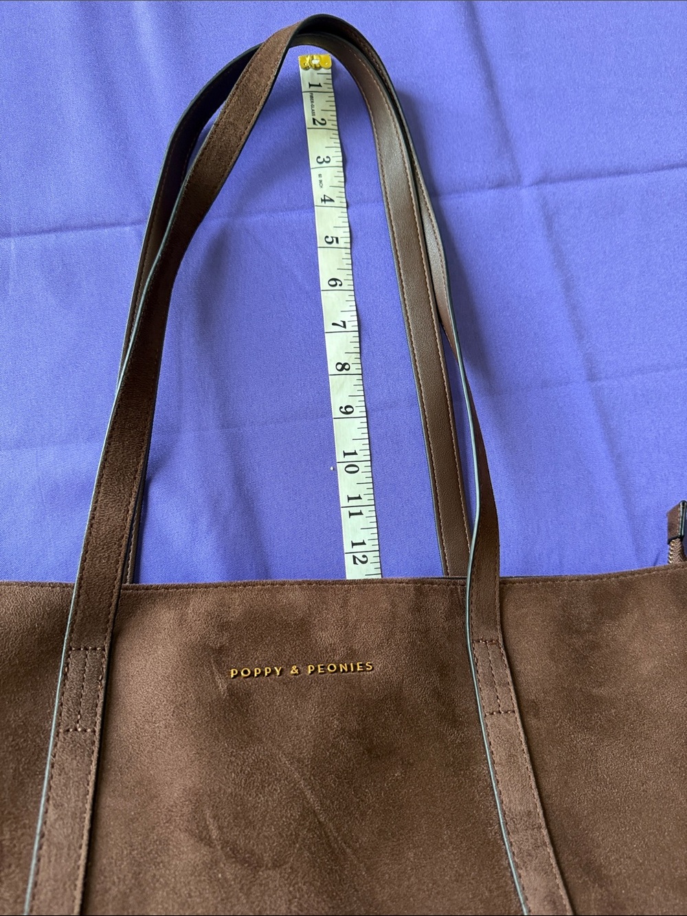 Poppy & Peonies The Meadow Tote in Chocolate Brown Suede - Picture 11 of 14